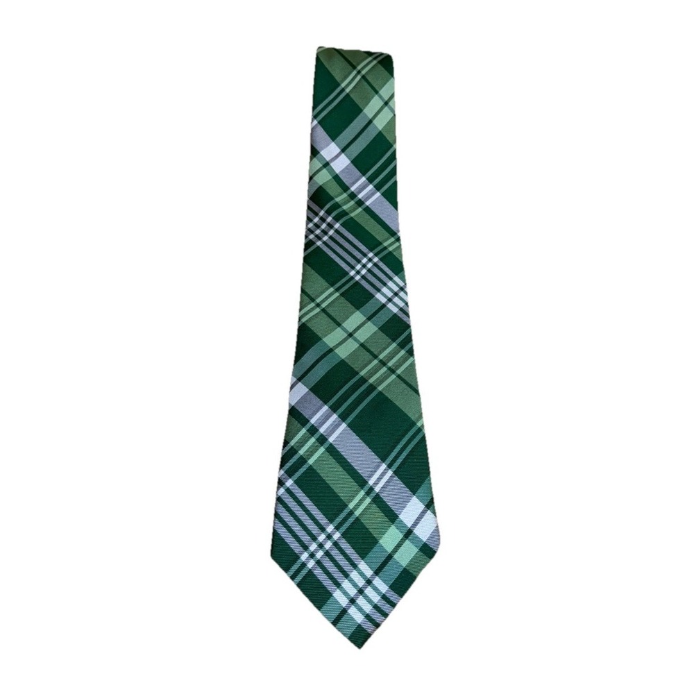 Express Necktie Ivy League Green Plaid Tartan 100% Silk Holiday Whimsy St. Patty